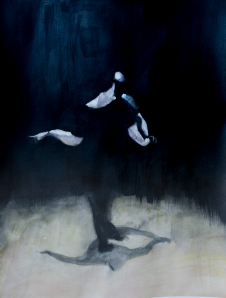Dancing in the dark, watercolor on paper, 16x20, 2017